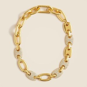 J. Crew Gold Link Statement Necklace with Pavé Accents